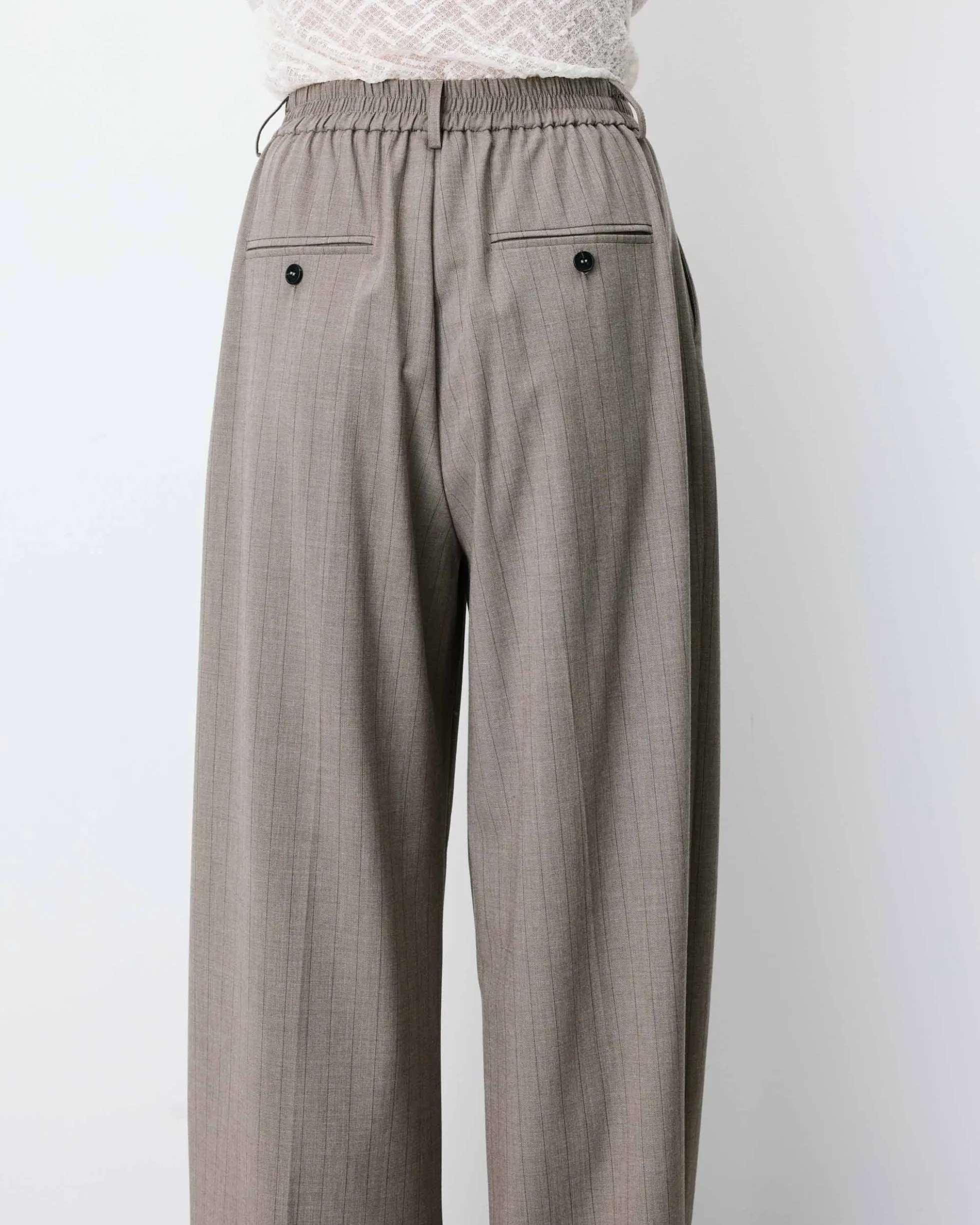 Pantalon tailleur ample ceinture nouable rayure Ardoise
