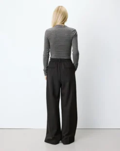 Pantalon tailleur ample ceinture nouable chocolat Ardoise