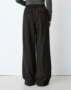 Pantalon tailleur ample ceinture nouable chocolat Ardoise