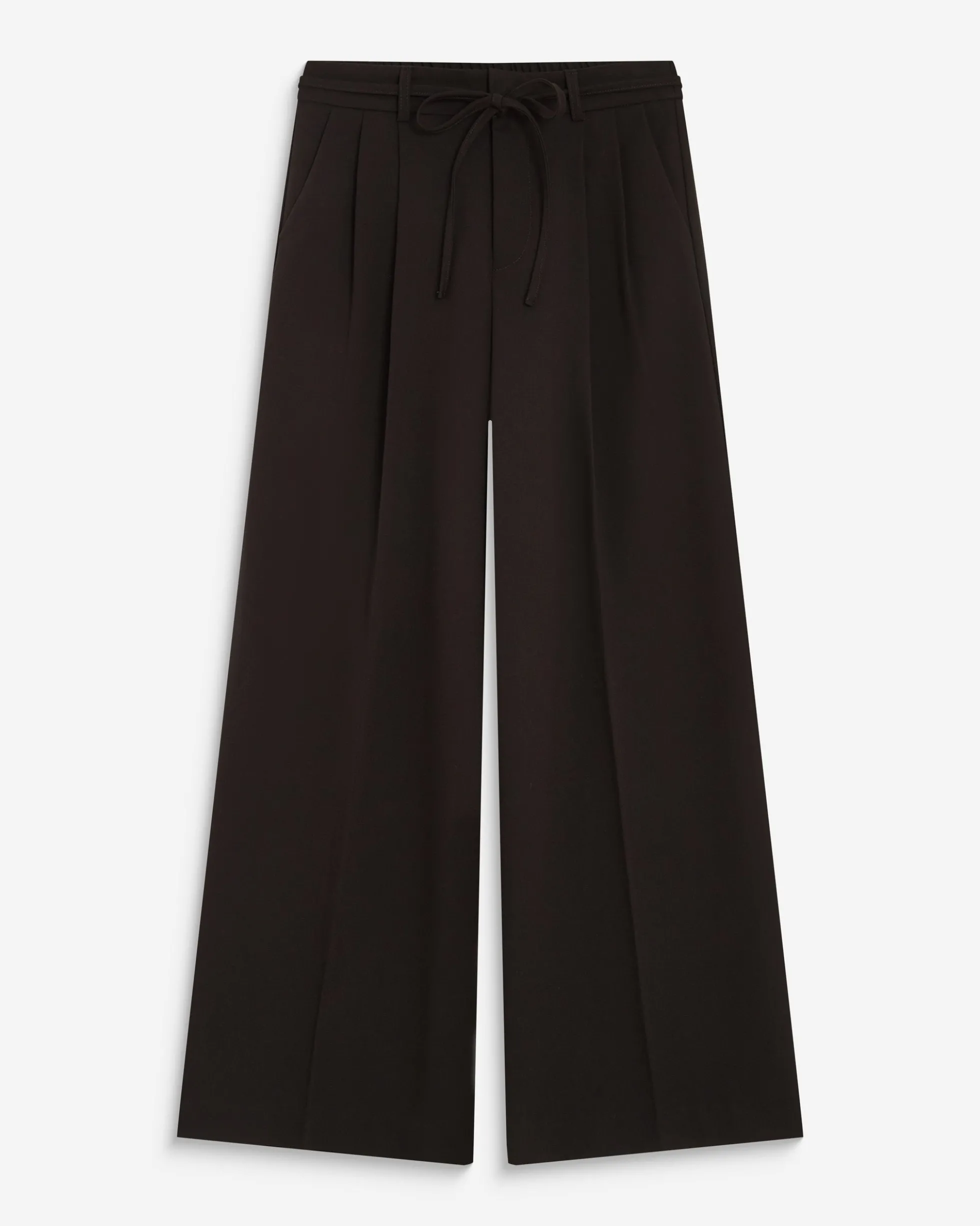 Pantalon tailleur ample ceinture nouable chocolat Ardoise