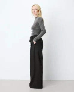 Pantalon tailleur ample ceinture nouable chocolat Ardoise