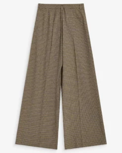 Pantalon tailleur ample pied-de-poule beige Ayen
