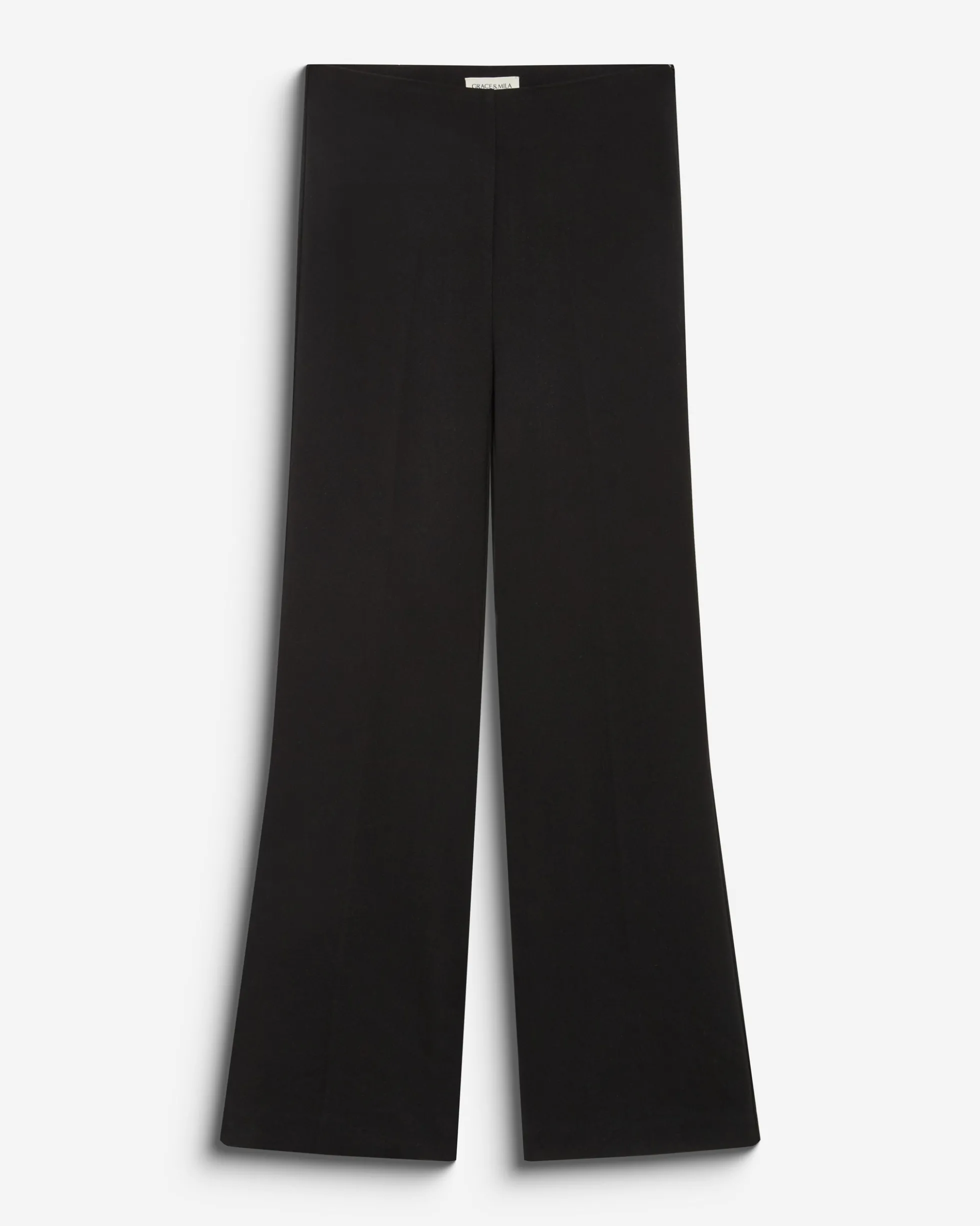 Pantalon tailleur flare à ceinture plate noir Bryan