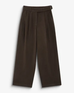 Pantalon tailleur large motif chevrons chocolat Bastien