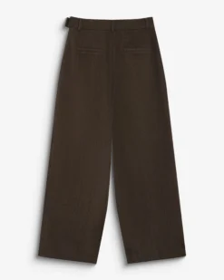 Pantalon tailleur large motif chevrons chocolat Bastien