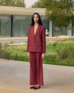 Pantalon tailleur large à plis terracotta Nilay