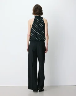 Pantalon tailleur large à plis noir Nilay
