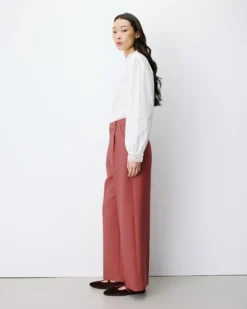 Pantalon tailleur large à plis blush Nilay