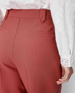 Pantalon tailleur large à plis blush Nilay