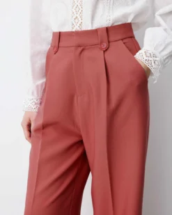Pantalon tailleur large à plis blush Nilay