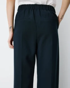 Pantalon tailleur large taille haute marine Alexander