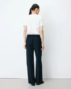 Pantalon tailleur large taille haute marine Alexander