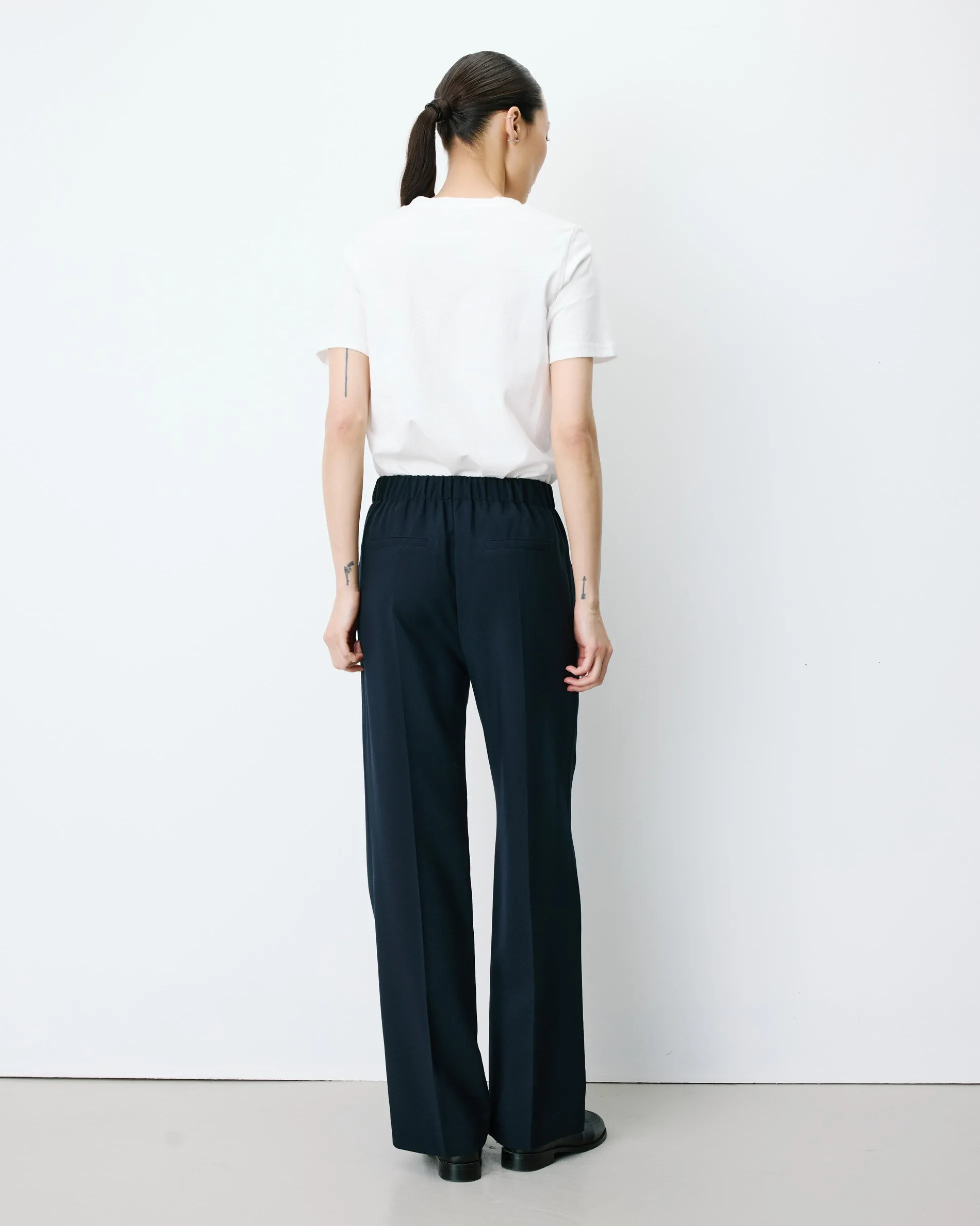Pantalon tailleur large taille haute marine Alexander