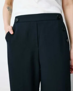 Pantalon tailleur large taille haute marine Alexander