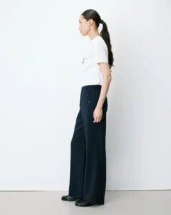 Pantalon tailleur large taille haute marine Alexander