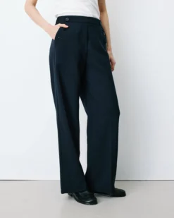 Pantalon tailleur large taille haute marine Alexander