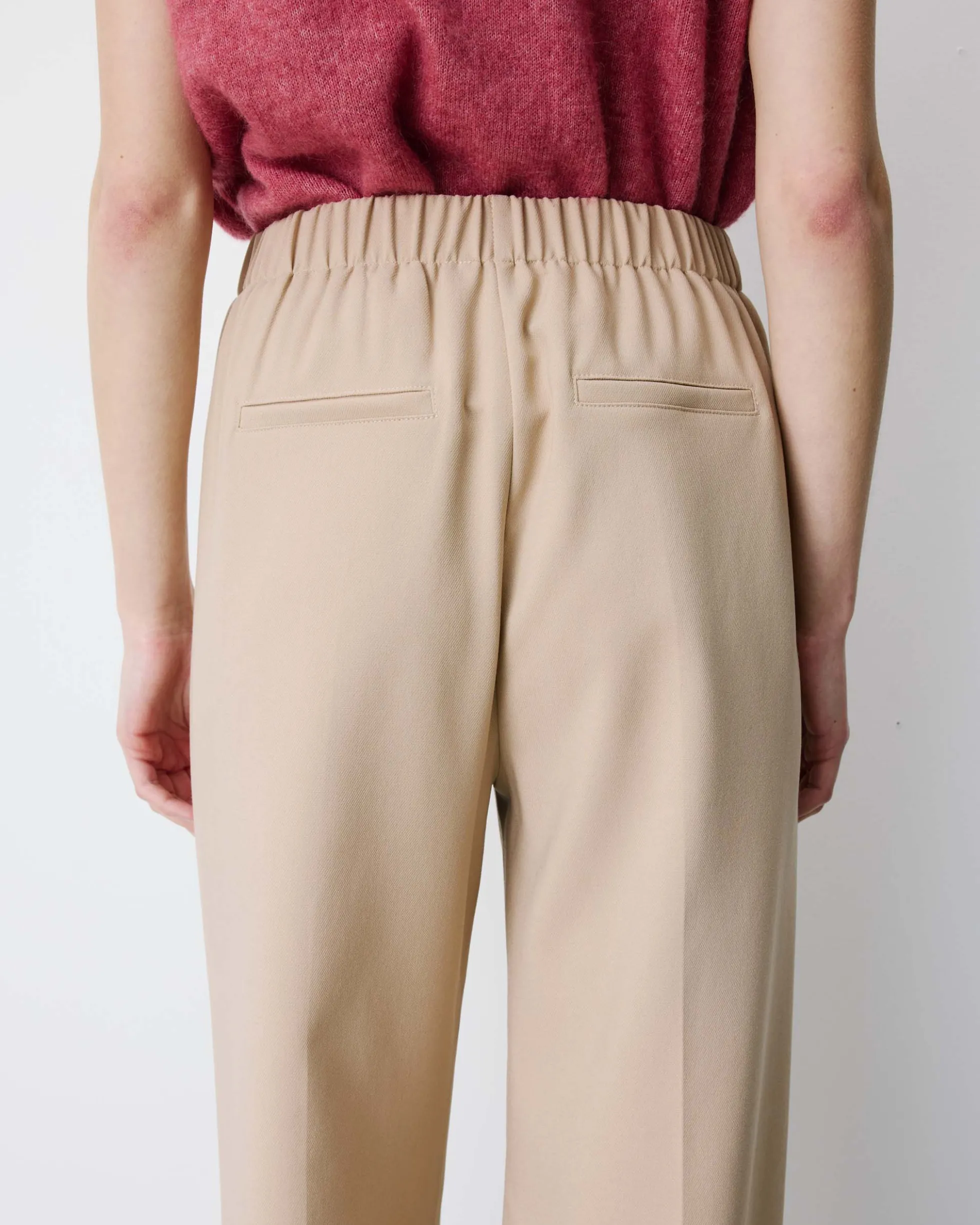 Pantalon tailleur large taille haute beige Alexander