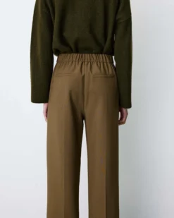 Pantalon tailleur large taille haute kaki Alexander