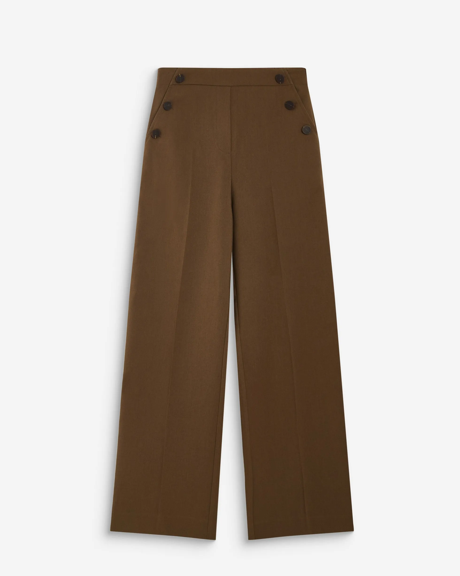 Pantalon tailleur large taille haute kaki Alexander