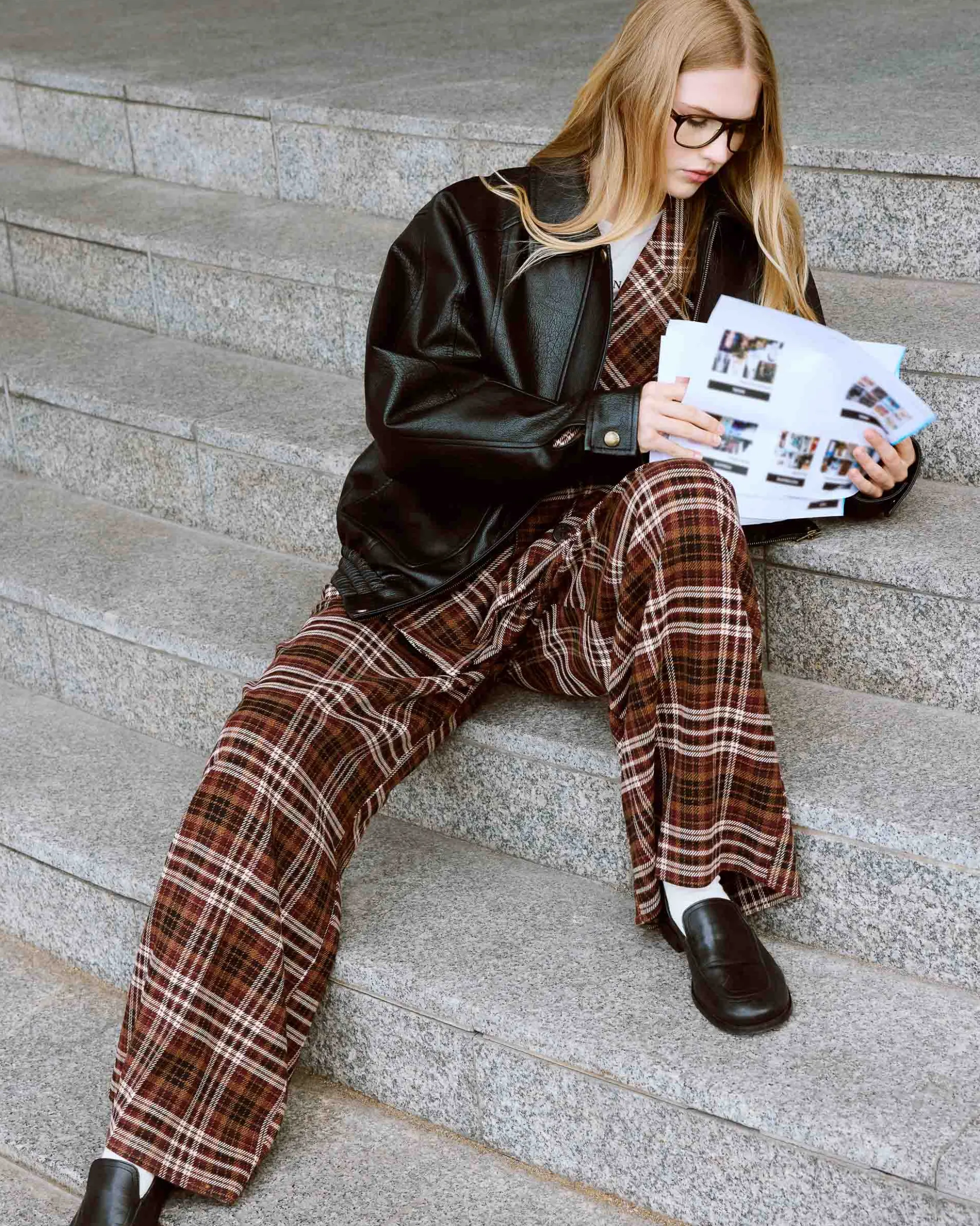 Pantalon tailleur oversize à carreaux cherry Arenzo