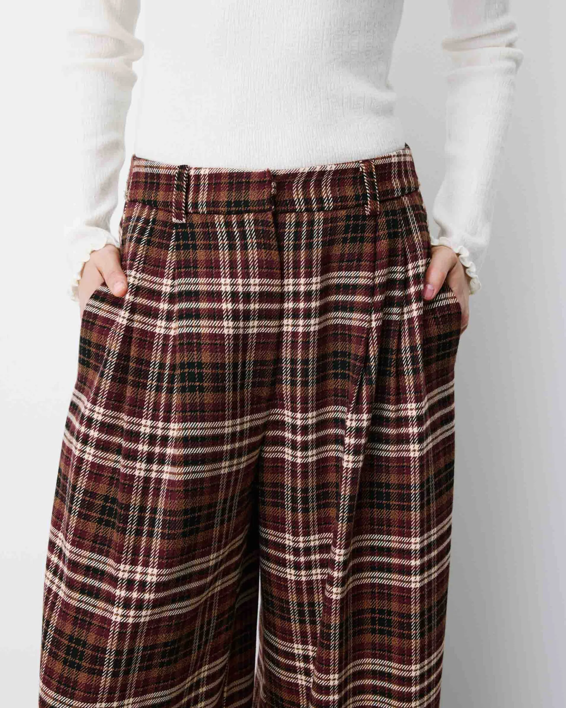Pantalon tailleur oversize à carreaux cherry Arenzo