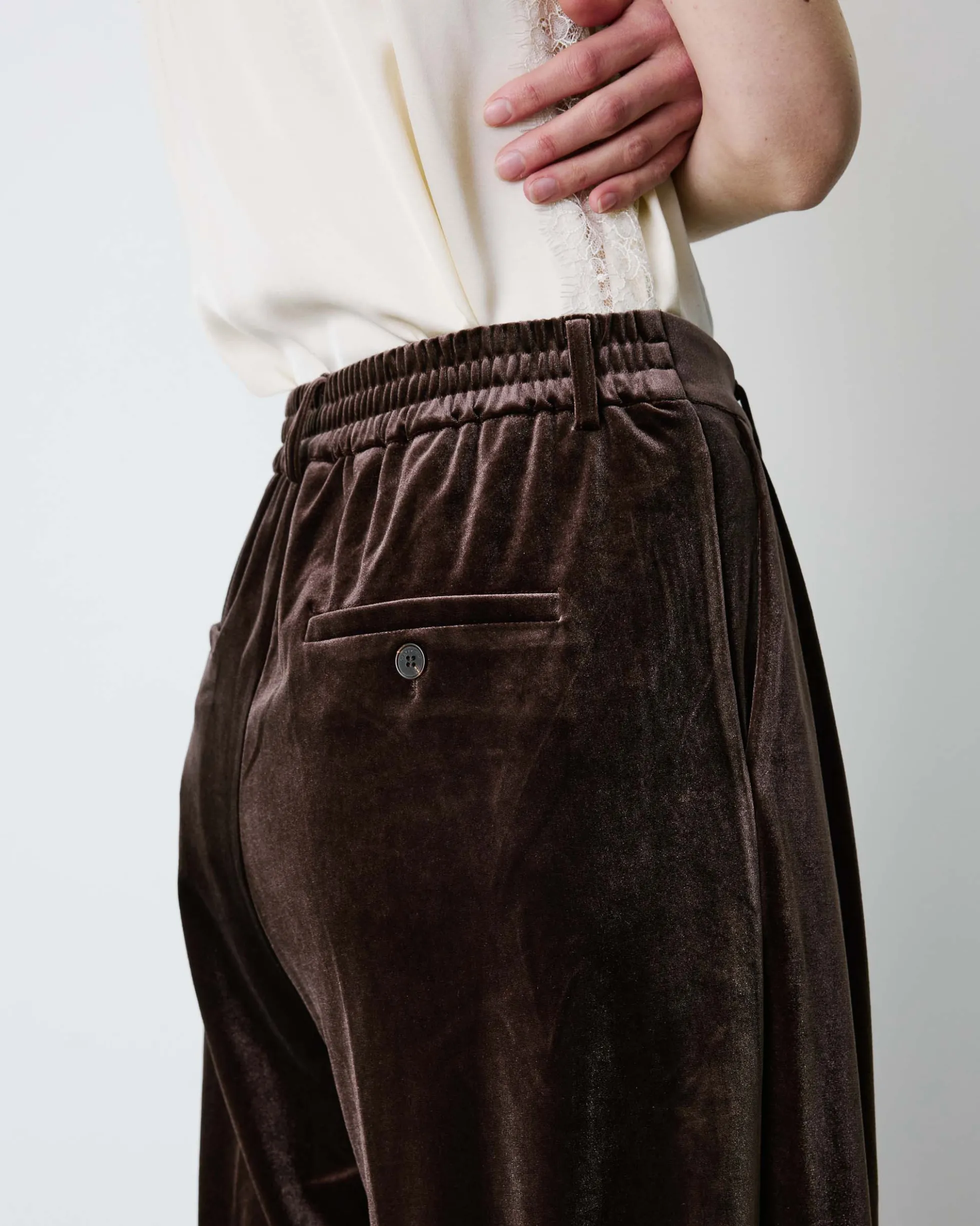 Pantalon tailleur oversize en velours chocolat Benson