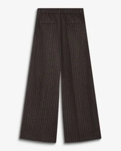 Pantalon tailleur rayé en laine mélangée chocolat Baldwin