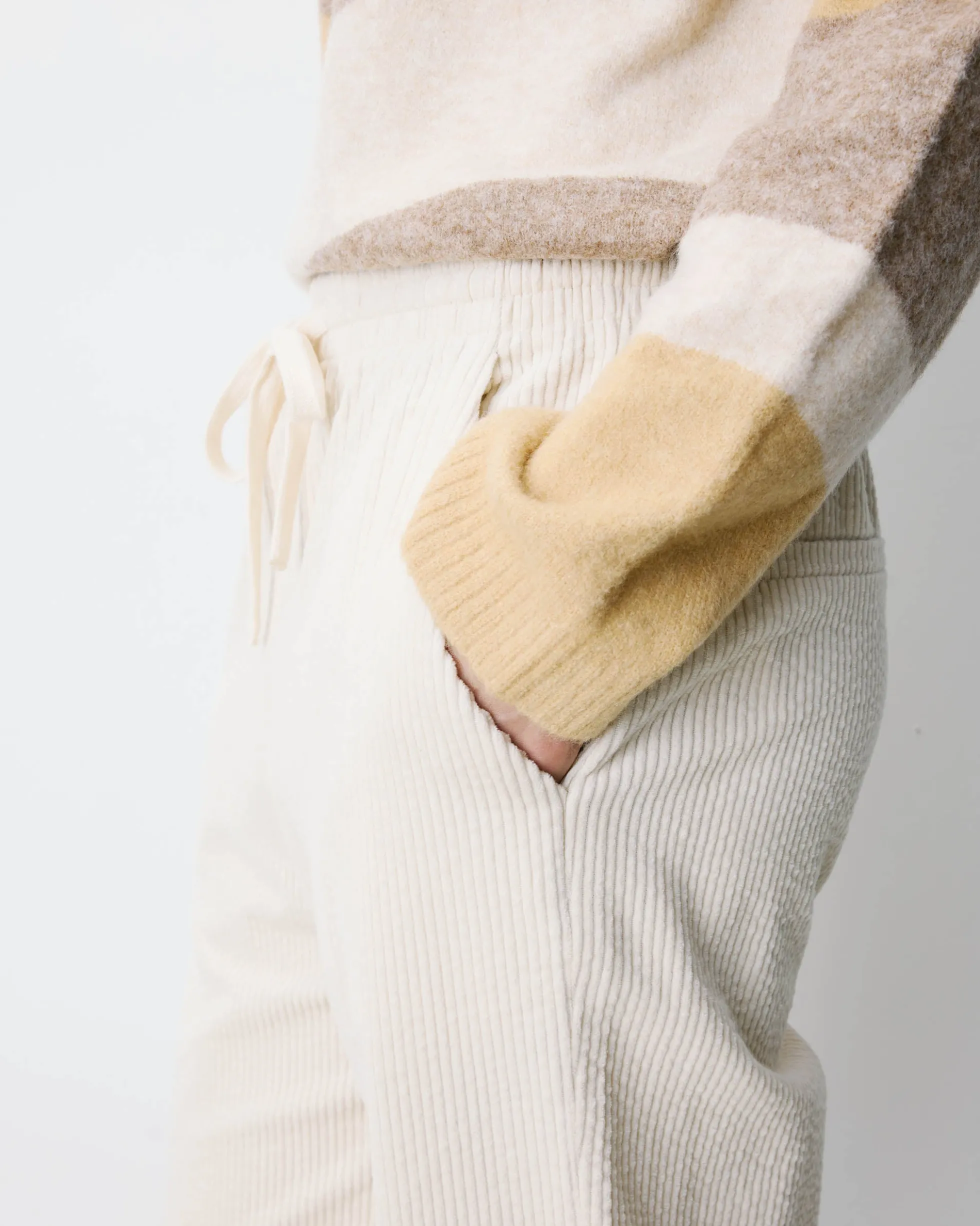 Pantalon velours côtelé taille ajustable ecru Liberty