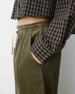 Pantalon velours côtelé taille ajustable kaki Liberty