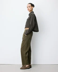 Pantalon velours côtelé taille ajustable kaki Liberty