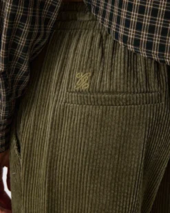 Pantalon velours côtelé taille ajustable kaki Liberty