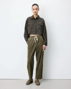 Pantalon velours côtelé taille ajustable kaki Liberty