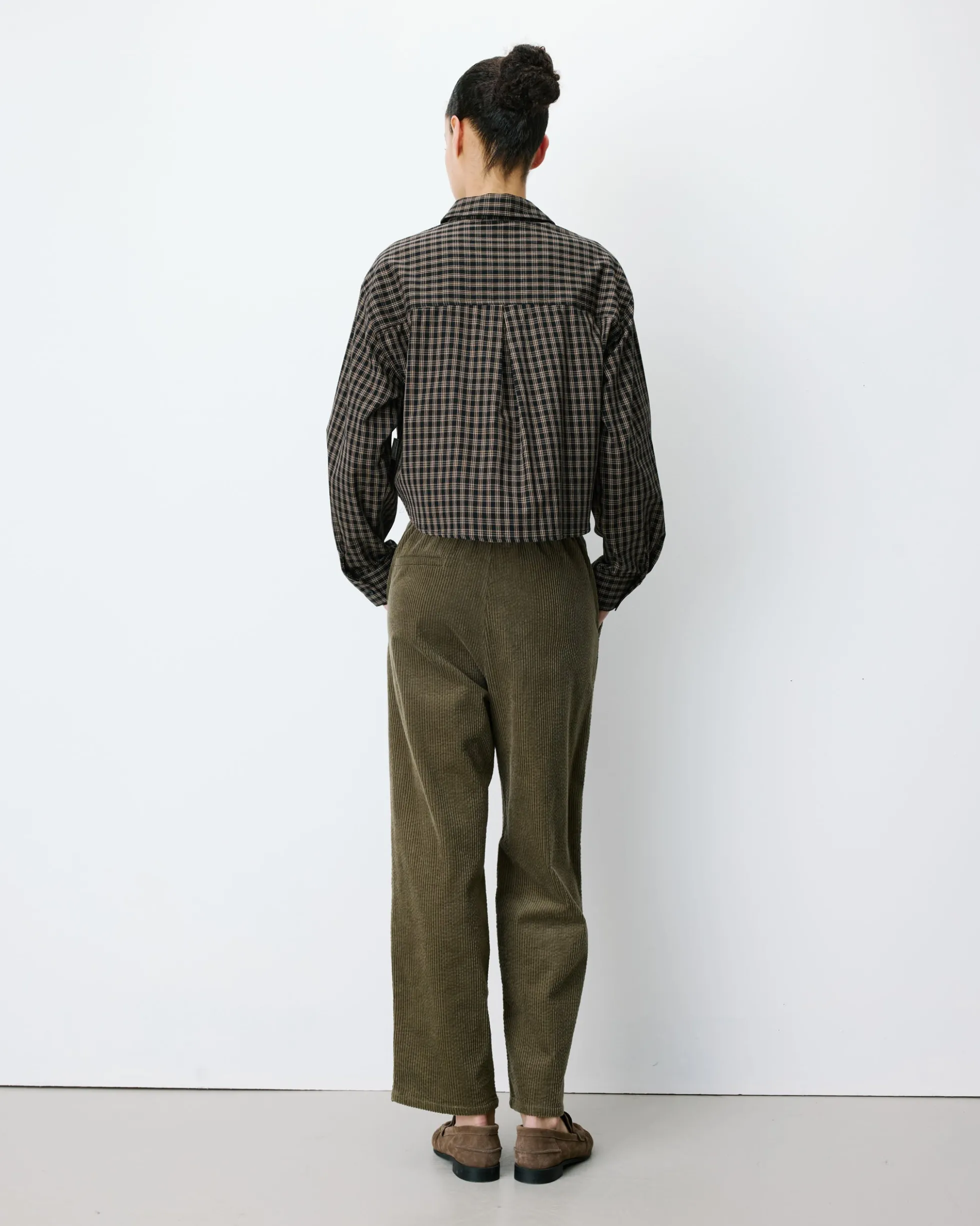 Pantalon velours côtelé taille ajustable kaki Liberty