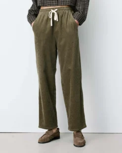 Pantalon velours côtelé taille ajustable kaki Liberty