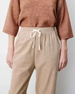 Pantalon velours côtelé taille ajustable beige Liberty