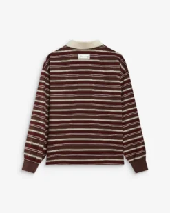 Polo rayé oversize col ouvert chocolat Aron