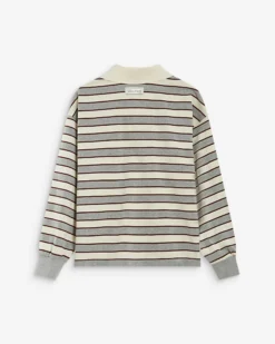 Polo rayé oversize col ouvert gris Aron