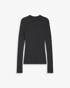 Pull ajusté col polo en maille côtelée anthracite Angelo