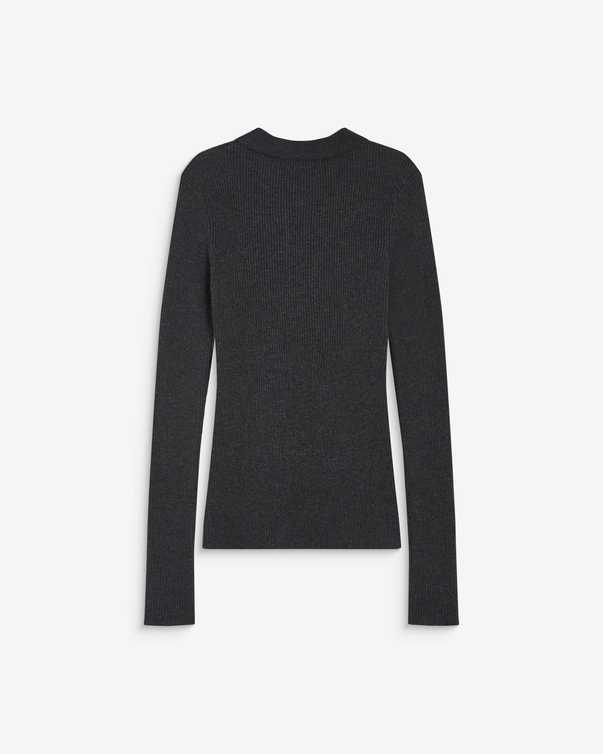 Pull ajusté col polo en maille côtelée anthracite Angelo