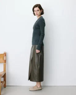 Pull ajusté col polo en maille côtelée anthracite Angelo