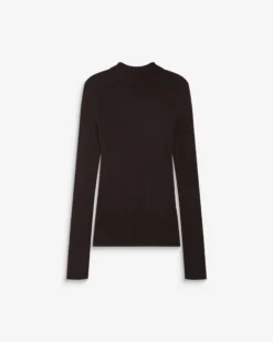 Pull ajusté col polo en maille côtelée chocolat Angelo