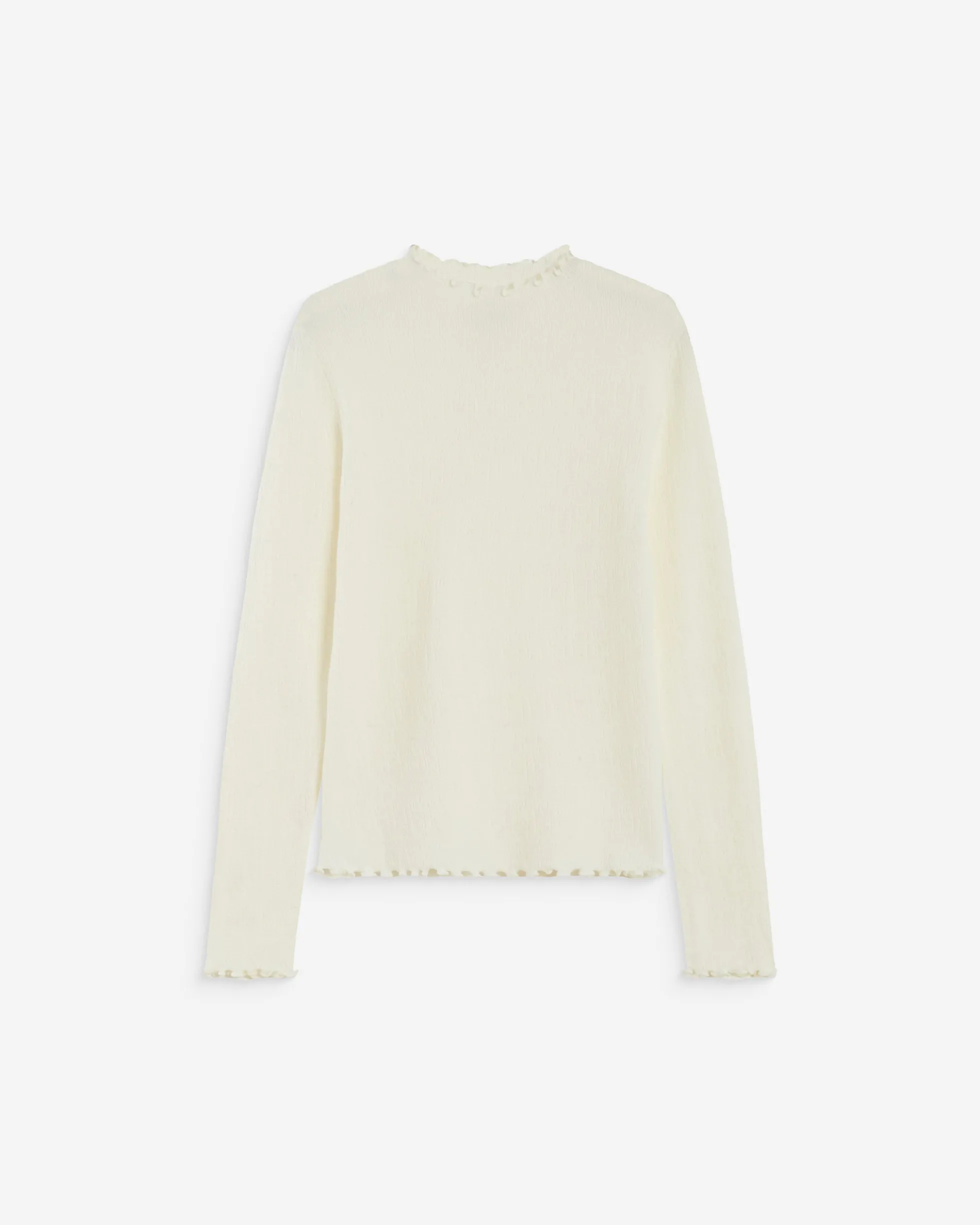 Pull ajusté en maille fine col montant ivoire Alino