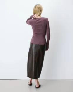 Pull ajusté en maille fine lurex parme Abbott