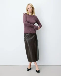 Pull ajusté en maille fine lurex parme Abbott