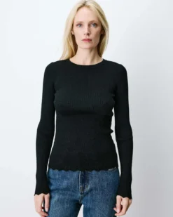 Pull ajusté en maille fine lurex noir Abbott