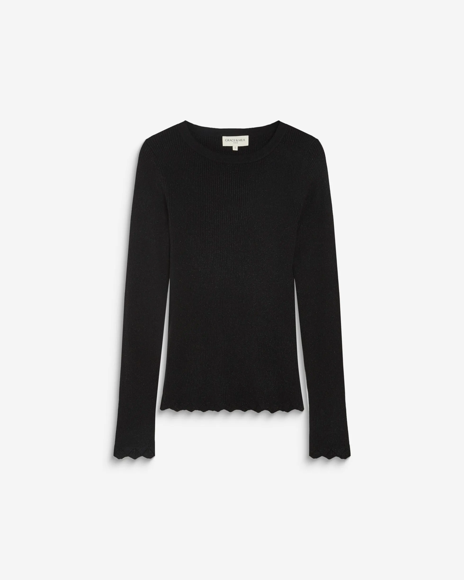 Pull ajusté en maille fine lurex noir Abbott