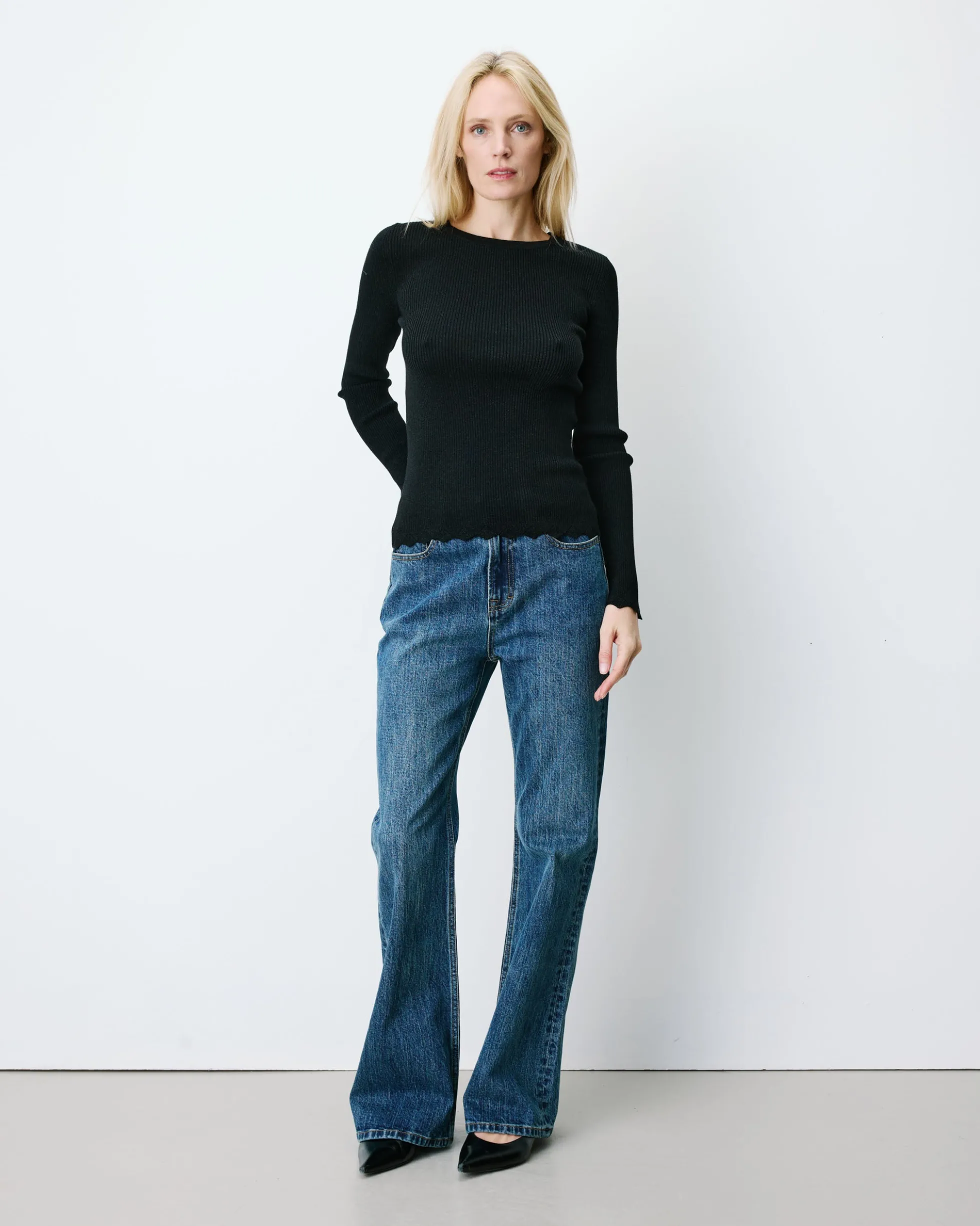 Pull ajusté en maille fine lurex noir Abbott