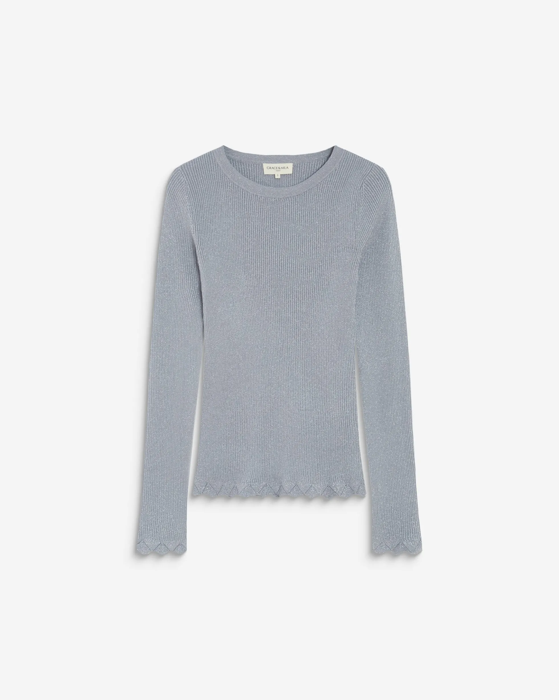 Pull ajusté en maille fine lurex ciel Abbott