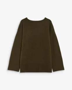 Pull ample col V en maille lurex kaki Salvador