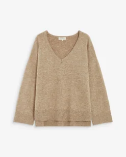 Pull ample col V en maille lurex sable Salvador